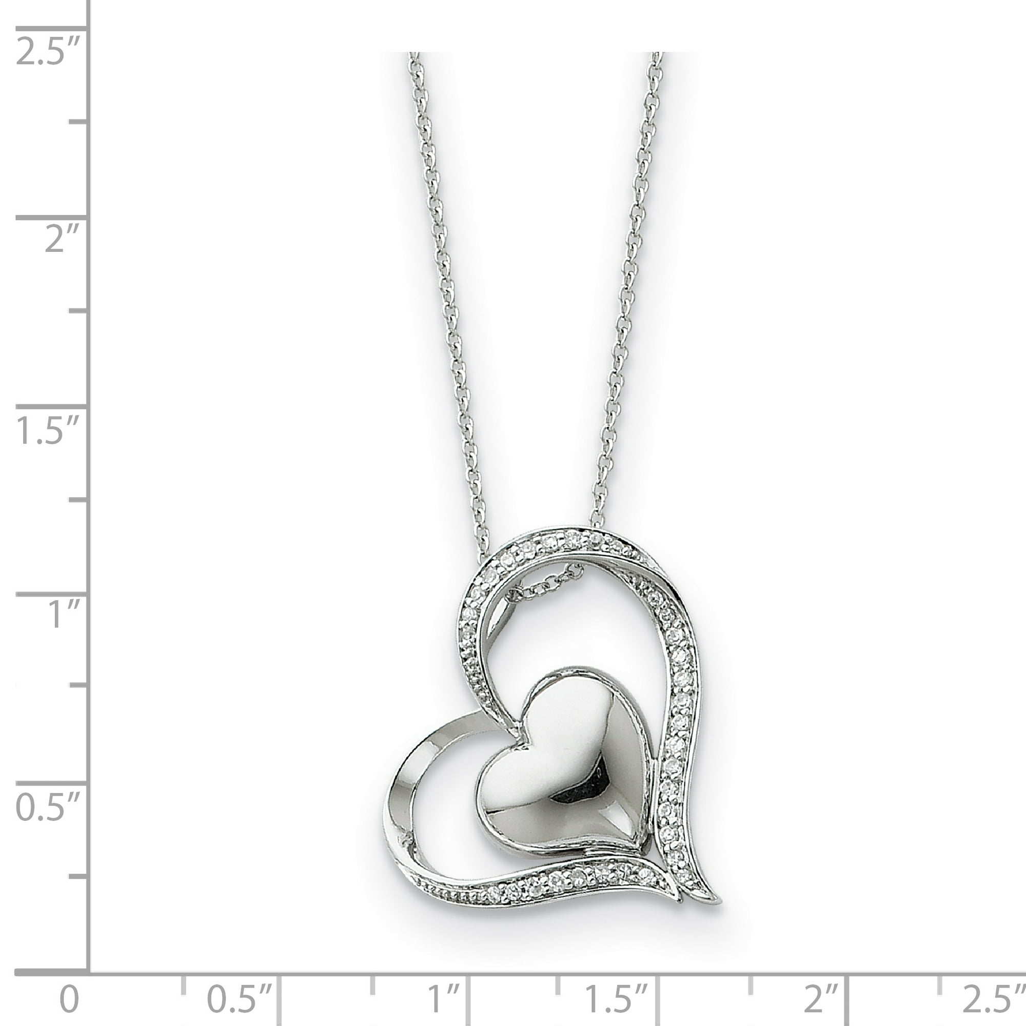 Heart Journey Necklace Cubic Zirconia 18 Length 925 Sterling Silver CZ Heart Journey Necklace Cubic Zirconia 18 Length 925 Sterling Silver CZ